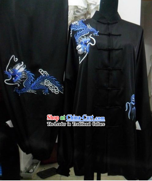 Black Silk Dragon Kung Fu Dress for Men