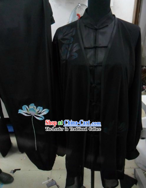 Professional Black Silk Tai Chi Men Suit