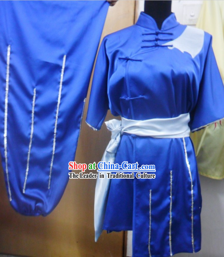 Blue Graceful Kung Fu Silk Uniform for Women