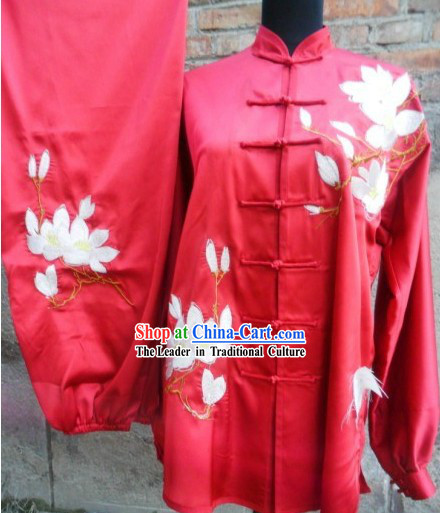 Professional Red Silk Tai Chi Costumes for Women