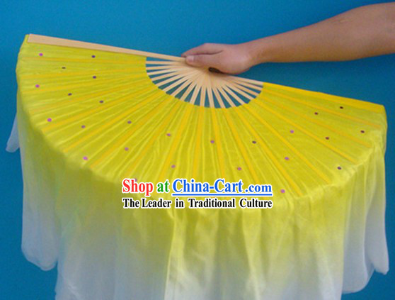 Chinese Yellow Classic Silk Dance Fan