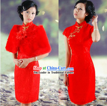 Old Shanghai Style Red Wedding Dress Set