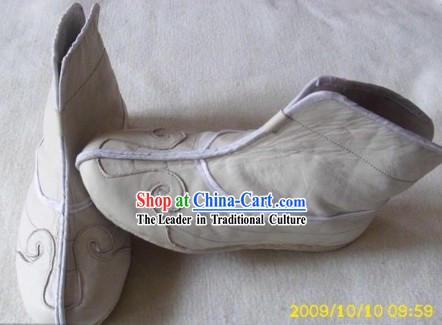Traditional Chinese White Taoist Cloud Boots for Men