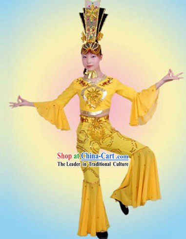 Ancient Chinese Palace Fei Tian Flying Fairs of Dunhuang Mural Dance Costumes Complete Set
