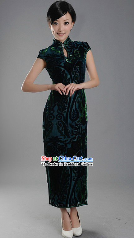 Chinese Classic Minguo Shanghai Style Green Qipao