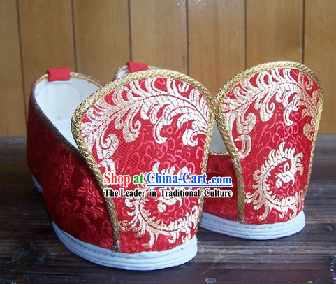Chinese Classical Red Phoenix Wedding Shoes for Women