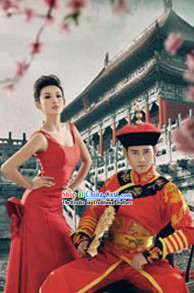 Ancient Chinese Imperial Emperor Wedding Clothing and Crown for Men