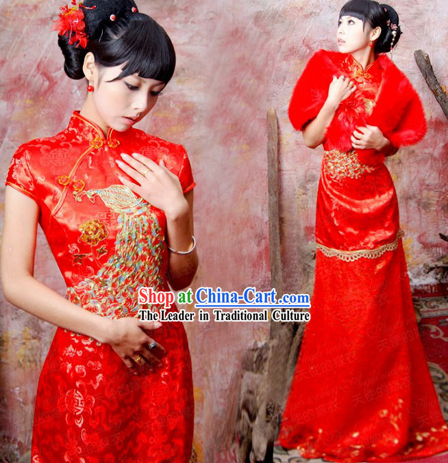 Chinese Classical Red Phoenix Wedding Clothing