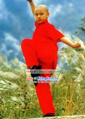 Chinese Red Shaolin Temple Kung Fu Uniform for Boys