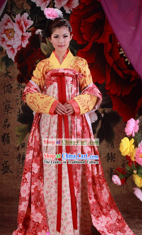 Ancient Chinese Tang Dynasty Princess Clothes and Hair Accessories Complete Set