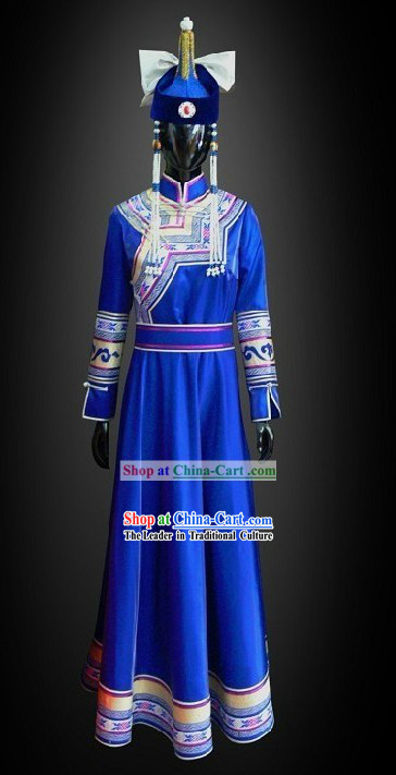 Traditional Chinese Mongolian Princess Costumes and Hat Complete Set for Women