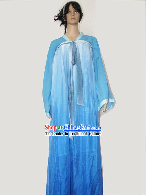 Ancient Chinese Blue Tea Ceremony Costume for Women