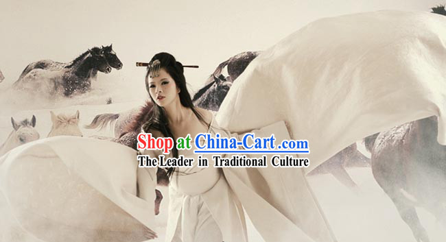 Ancient Chinese Plain White Costume for Women