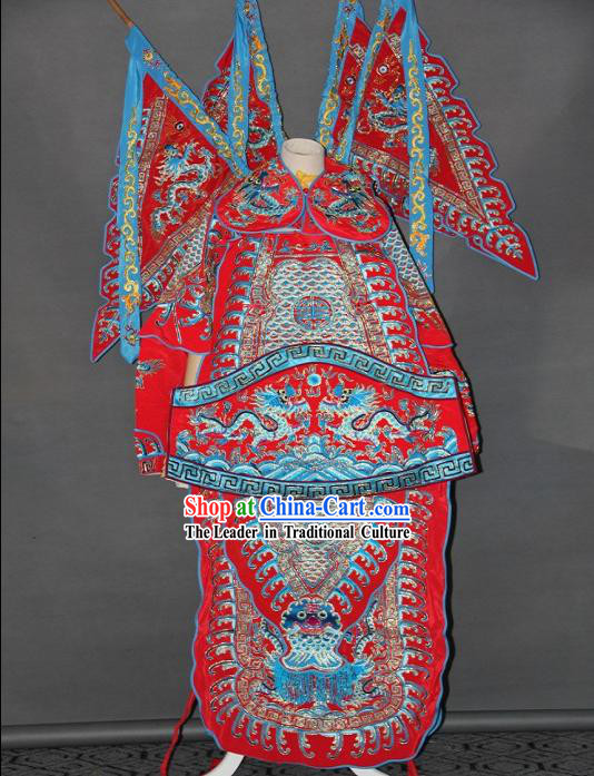 Peking Opera Embroidered Da Kao Armor Costumes with Flags for Men