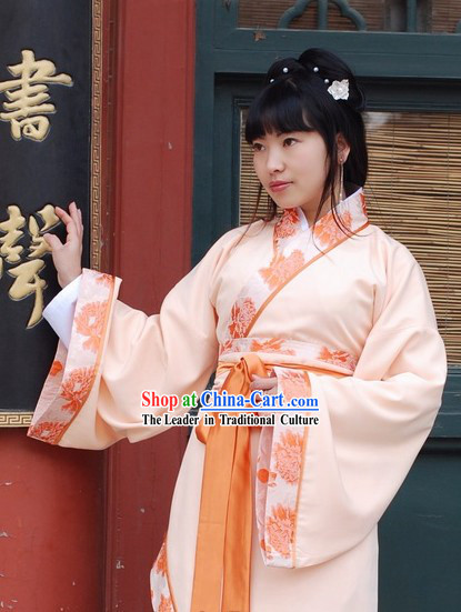 Ancient Chinese Orange Embroidered Princess Clothing