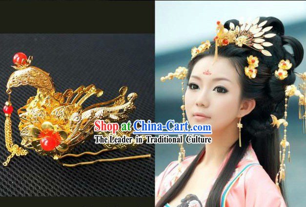 Ancient Chinese Hanfu Style Handmade Phoenix Hair Accessories Set for Brides