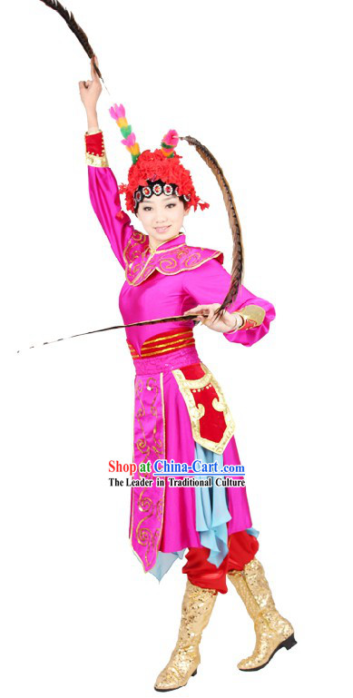 Chinese Classical Peking Opera Stage Performance Dance Costume and Hat for Women