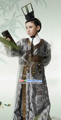 Ancient Chinese Han Dynasty Emperor Costumes and Crown for Boys