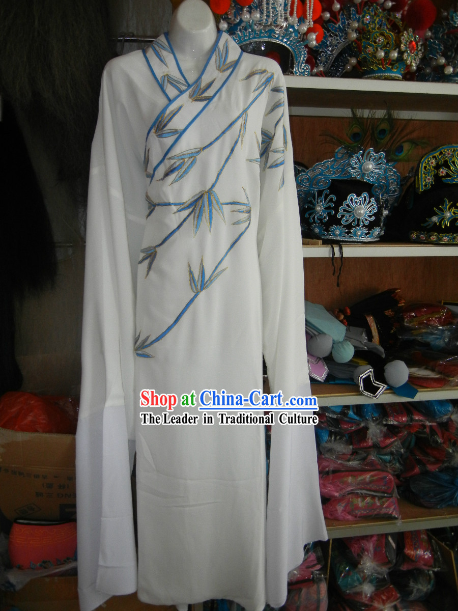 Ancient Chinese Huangmei Opera Embroidered Bamboo Robe for Men