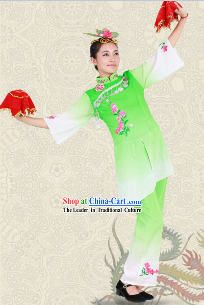 Embroidered Flower Classical Dance Outfit for Women