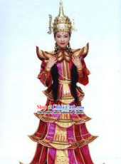 Ancient Myanmar Burma Country Princess Costumes and Hat for Women