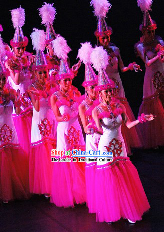 Stage Performance Dance Costumes and Hat Complete Set for Women