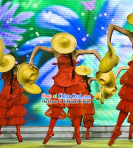 Traditional Modern Dance Costumes and Hat Complete Set for Women