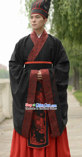 Traditional Chinese Wedding Dress Clothes and Hat Complete Set for Men