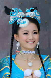 Ancient Chinese Fairy Blue and White Winter Version Hair Accessories Complete Set