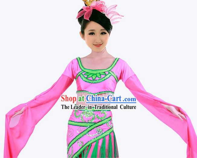 Professional Gu Dian Long Sleeves Dance Costumes and Headgear for Women