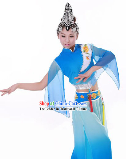 Classical Fan Dance Costumes and Headwear for Women