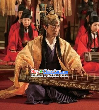Ancient Korean Imperial Palace Emperor Costumes Complete Set for Men