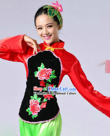 Traditional Chinese Yang Ge Dancing Uniform for Women