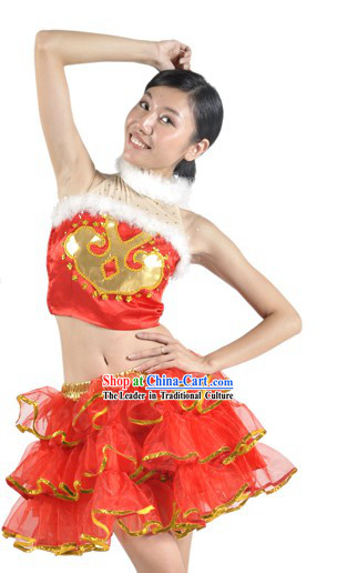 Chinese Lunar New Year Festival Celebration Dance Costumes Complete Set for Women