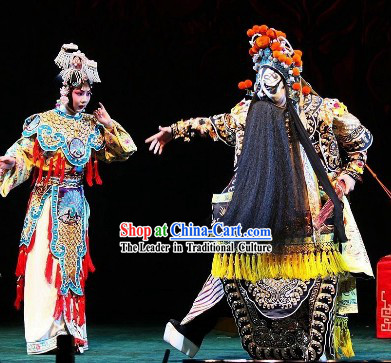 Farewell to My Concubine Beijing Opera Costumes 2 Complete Sets for Men and Women