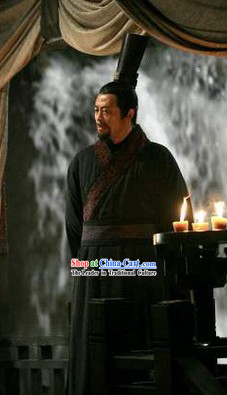 Ancient Chinese Qin Dynasty Government Officier Hanfu Robe and Hat for Men