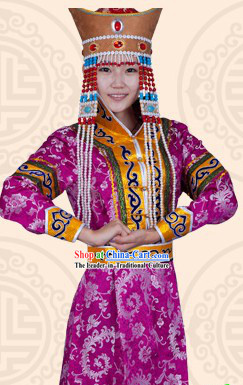 Traditional Chinese Ethnic Mongolian Long Suit for Women