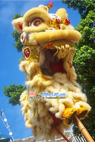 Beige Color Competition Celebration and Parade Supreme Lion Dance Costumes Complete Set
