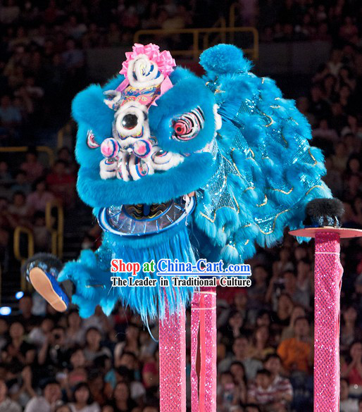 Blue Supreme Competition and Celebration Hoksan Lion Dance Costumes Complete Set