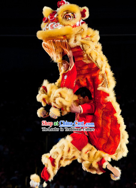 World Lion Dance Competition Red Fur Hoksan Lion Head Adult Size Costumes Complete Set