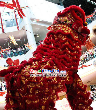 Chinese Year Southern Style Golden Flower Lion Dance Costumes Complete Set