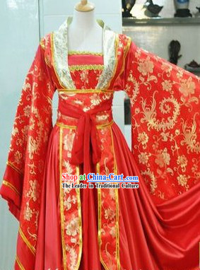 Ancient Chinese Red Phoenix Hanfu Clothing for Women