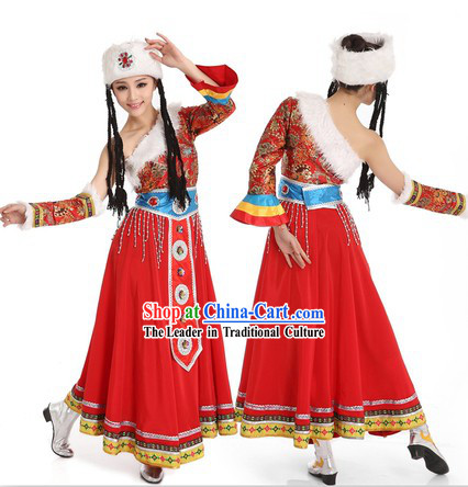 Tibetan Dancing Costume and Hat for Women