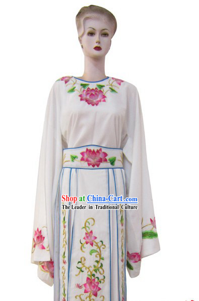 White Chinese Peking Opera Embroidered Lotus Costumes