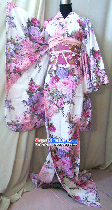 Authentic Japanese Kimono Robe Complete Set for Women