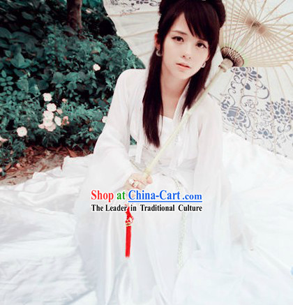 White Chinese Fairy Fantasy Cosplay Costumes for Women