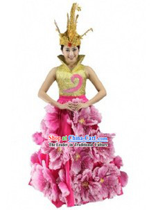Traditional Chinese Modern Dance Costume and Headdress for Women