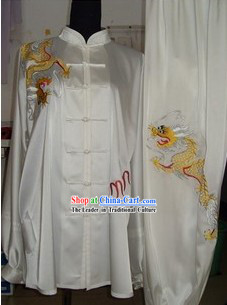 Traditional Chinese White Silk Kung Fu Championship Clothing