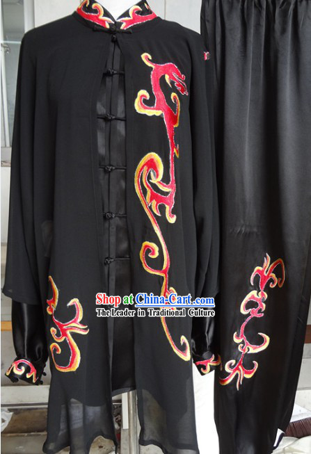 Chinese Classical Black Kung Fu Martial Arts Master Clothing Complete Set