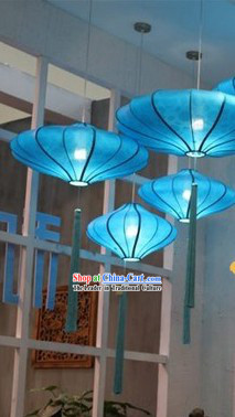 Traditional Chinese Blue Handmade Hanging Palace Lantern